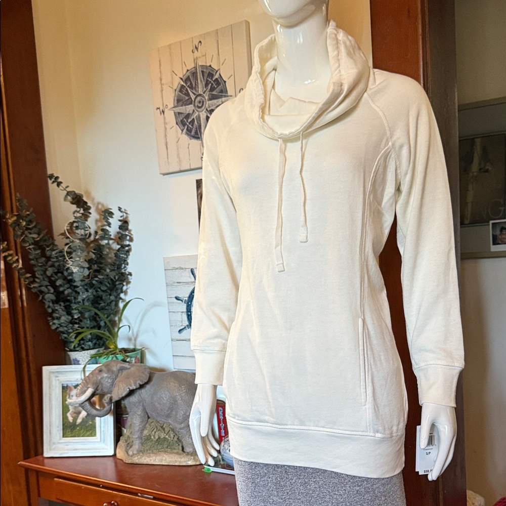 NWT Style&Co size small Women's Cream Sweater with Cowl Neck